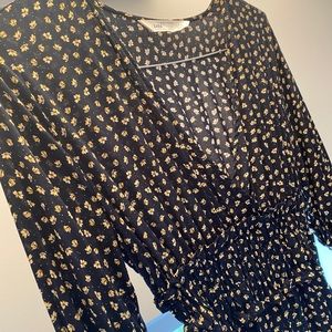 Flowy navy blue maxi dress from Zara